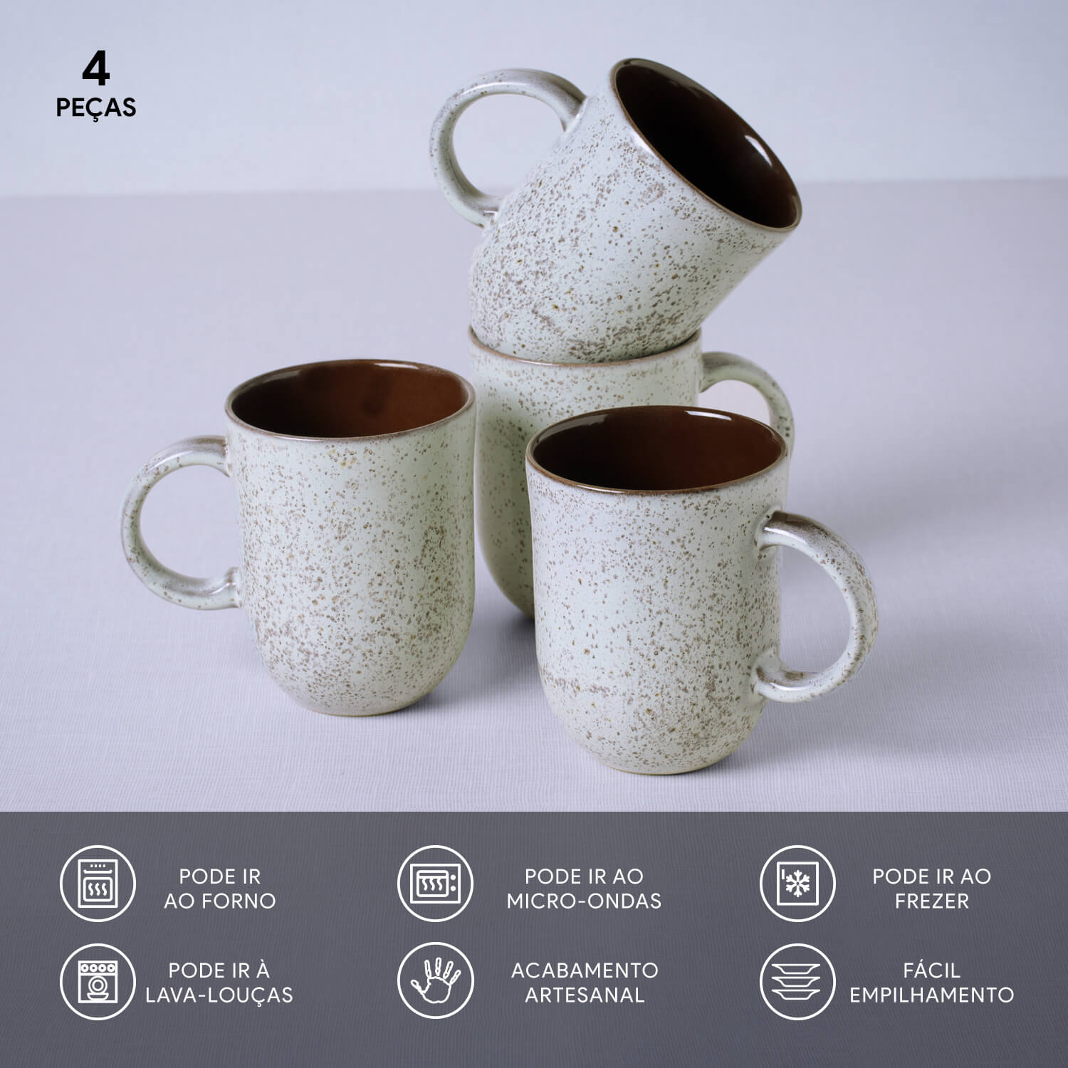 Conjunto com 4 Canecas Coup Stoneware Grande Pistache 330ml - Imagem 3