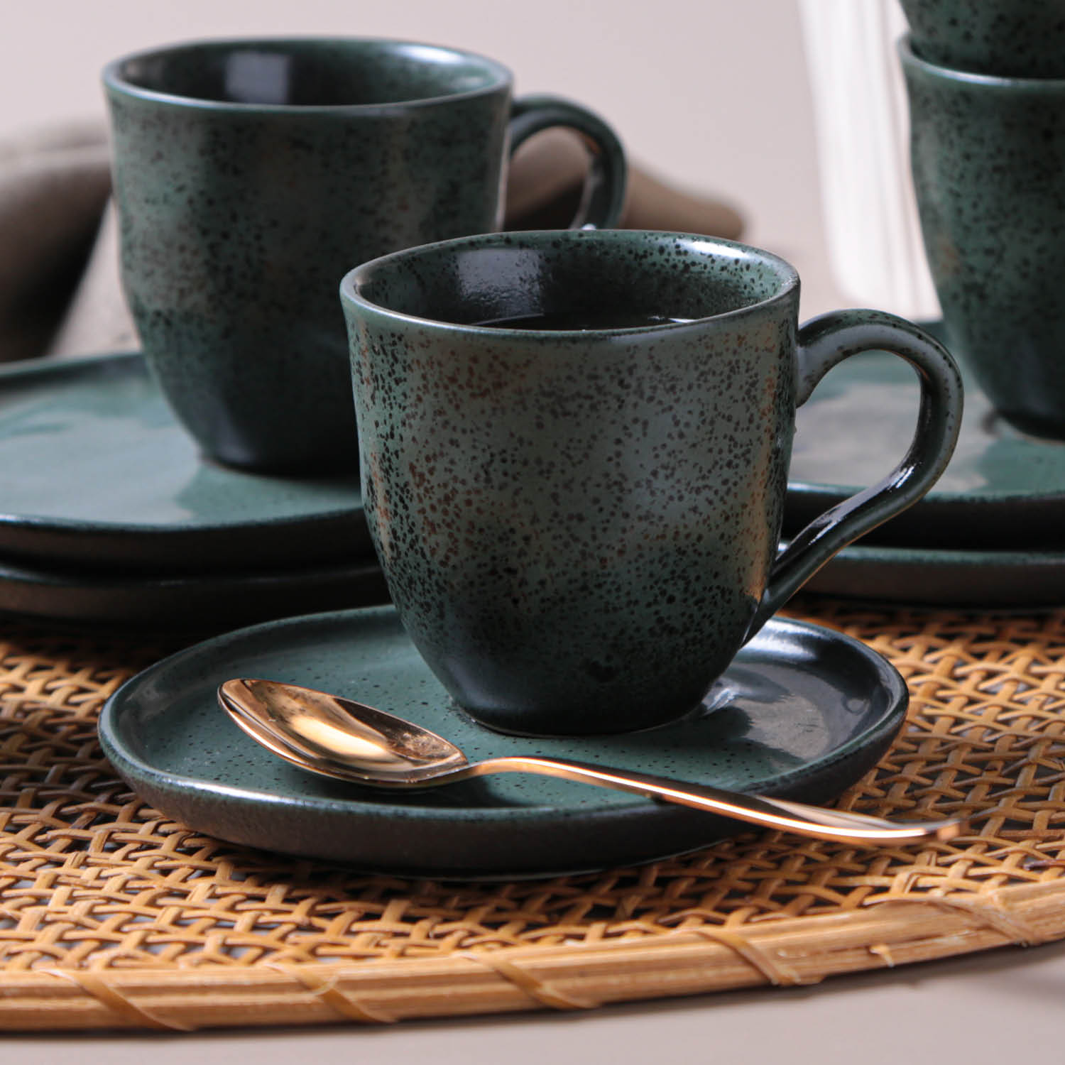 Conjunto com 6 Xícaras De Chá com 6 Pires Descentralizado Greenery 170ml - Imagem 4