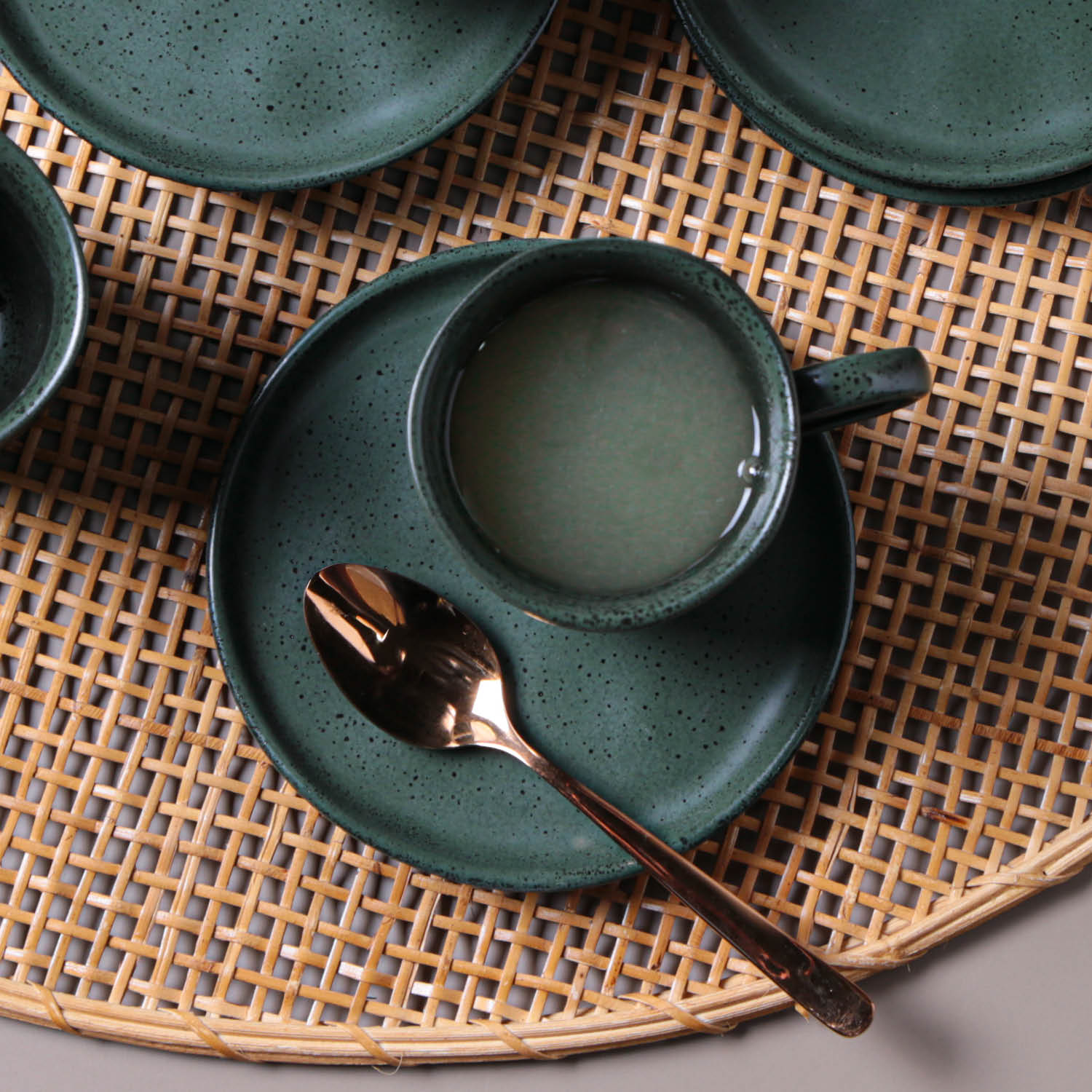 Conjunto com 6 Xícaras De Chá com 6 Pires Descentralizado Greenery 170ml - Imagem 3