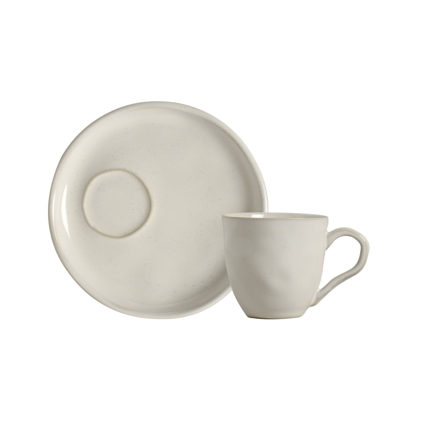 Conjunto com 6 Xícaras De Café Orgânico 70ml com 6 Pires Descentralizado Glam