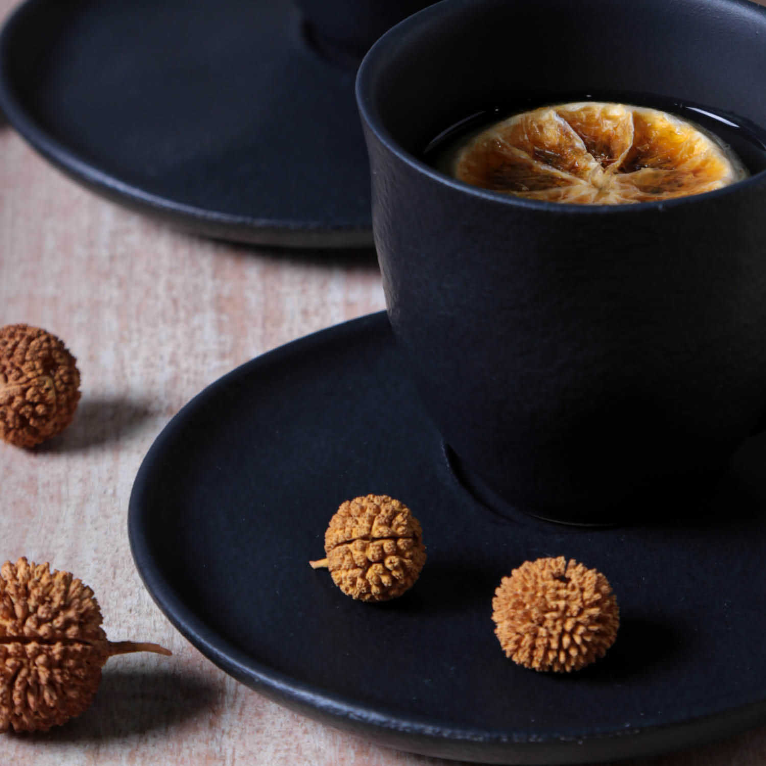 Conjunto com 6 Xícaras De Chá com 6 Pires Descentralizado Preto Matte 170ml - Imagem 5