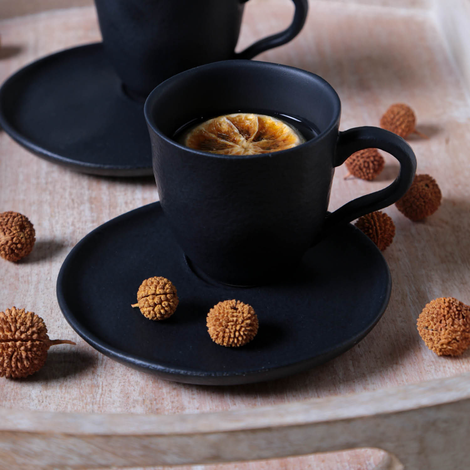 Conjunto com 6 Xícaras De Chá com 6 Pires Descentralizado Preto Matte 170ml - Imagem 4