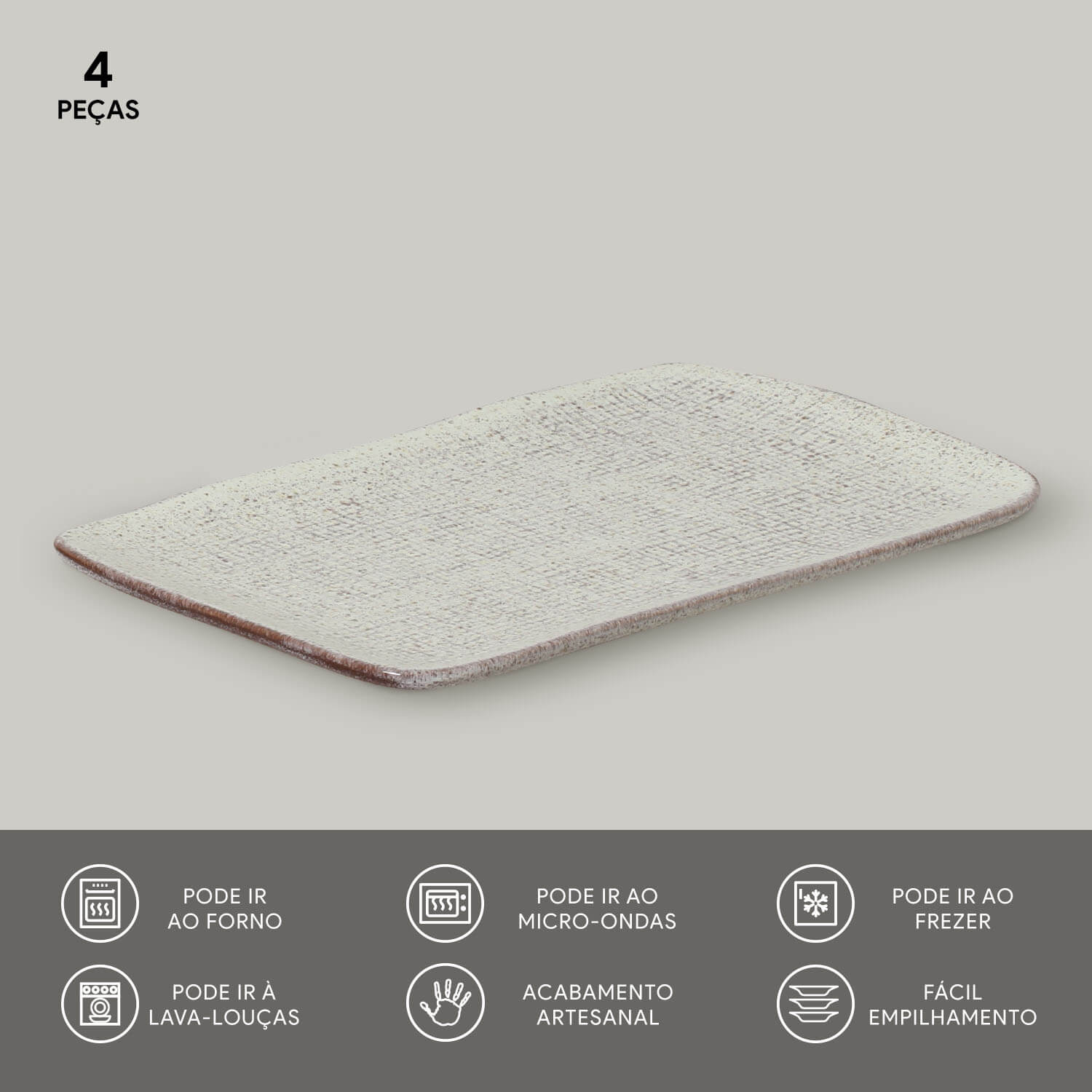 Conjunto com 4 Travessas Retangular Média Juta Pistache 27x16cm - Imagem 3