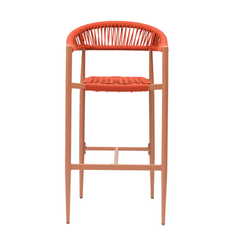 Banqueta Alta Trancoso Castanho Claro com Corda Náutica Terracota - Imagem 2