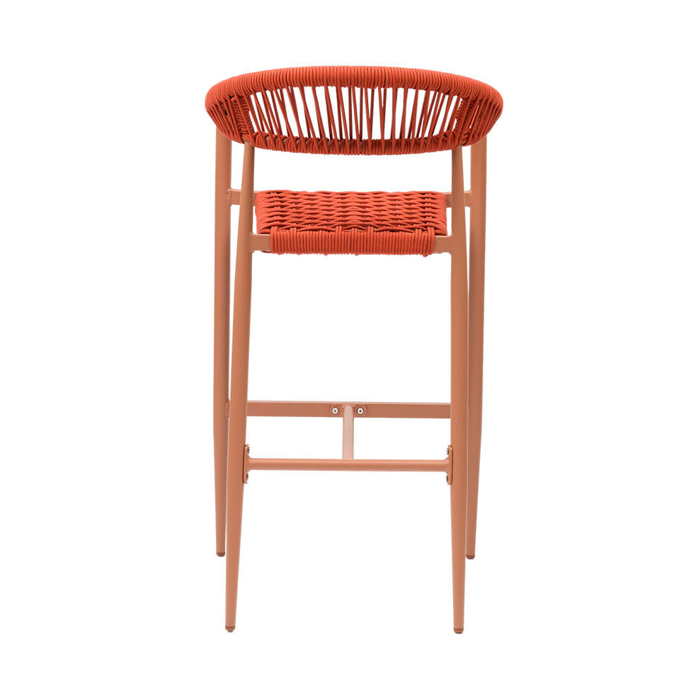 Banqueta Alta Trancoso Castanho Claro com Corda Náutica Terracota - Imagem 4