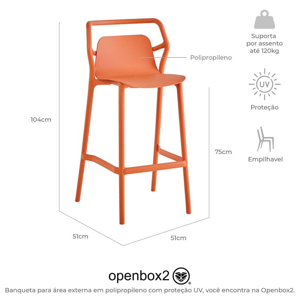 Banqueta para Área Externa Enjoy Pêssego - Imagem 6