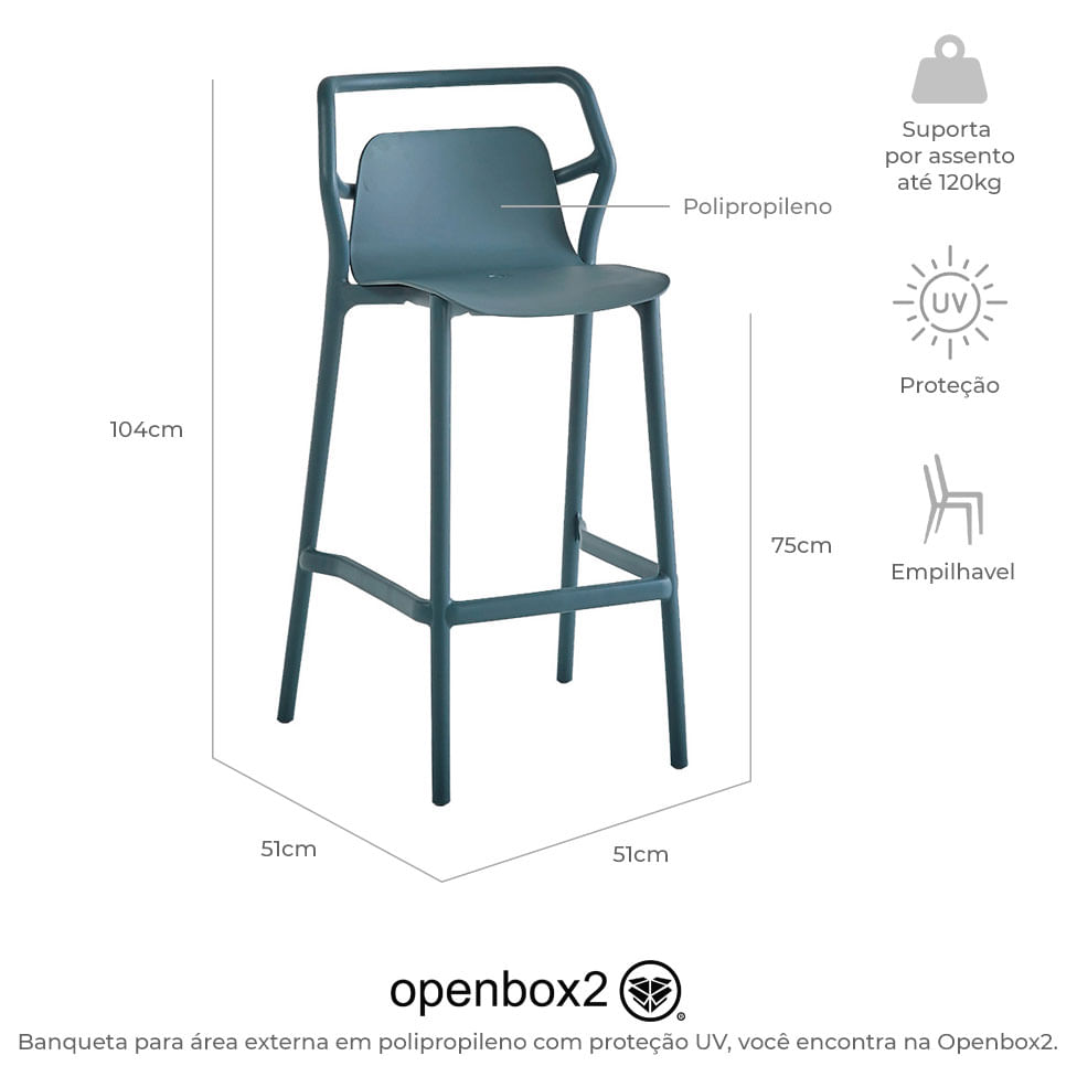 Banqueta para Área Externa Enjoy Azul Aura - Imagem 6