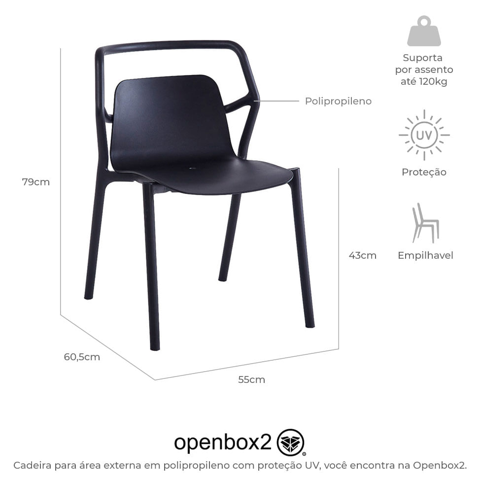 Cadeira para Área Externa Enjoy Preta - Imagem 6