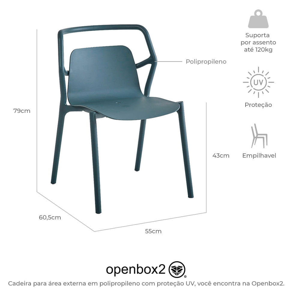 Cadeira para Área Externa Enjoy Azul Aura - Imagem 6