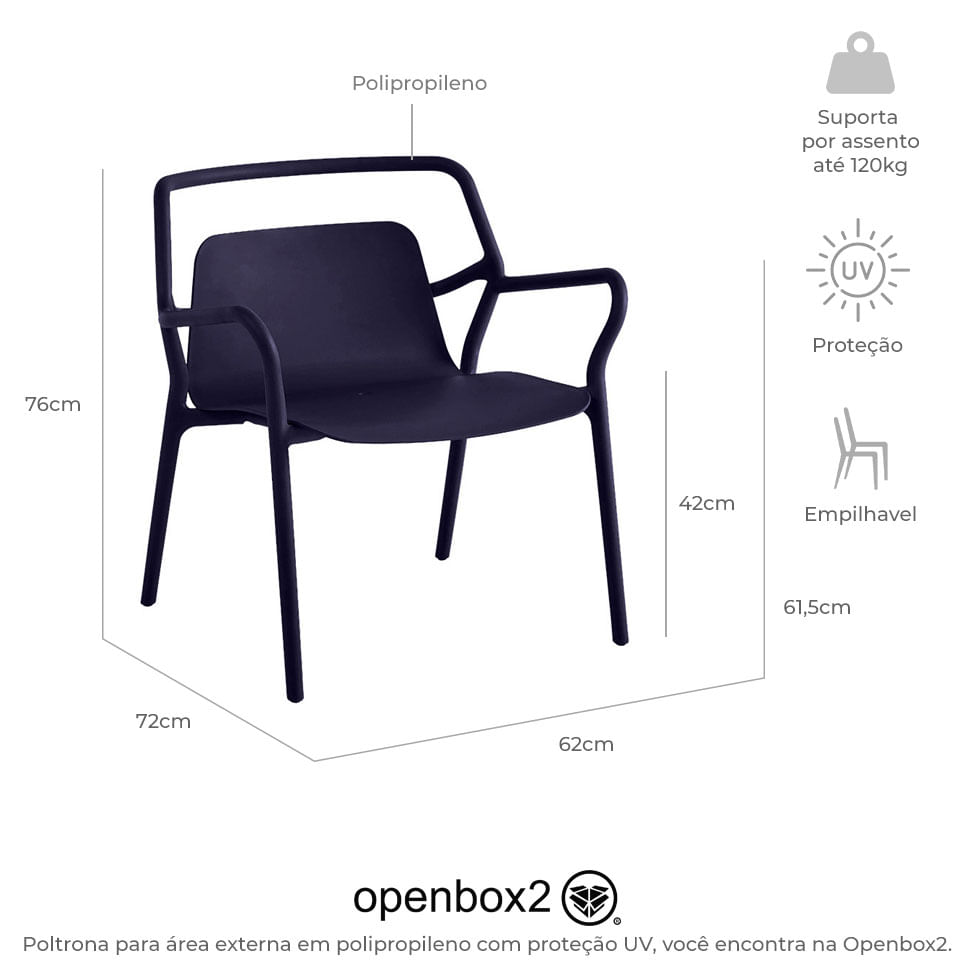 Poltrona para Área Externa Enjoy Preta - Imagem 6