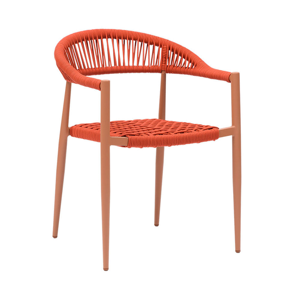 Cadeira Trancoso Castanho Claro com Corda Náutica Terracota