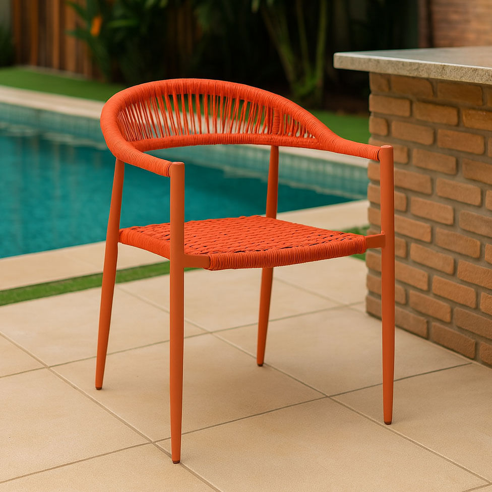 Cadeira Trancoso Castanho Claro com Corda Náutica Terracota - Imagem 5