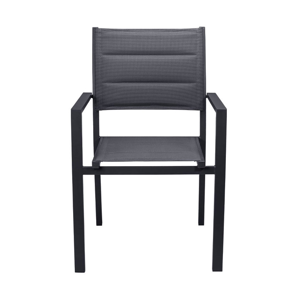 Cadeira Geribá Grafite com Braço e Tela Mesh Estofada - Imagem 3