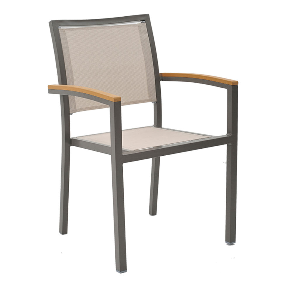 Cadeira Maragogi com Braço e Tela Mesh Bege