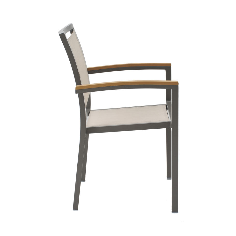 Cadeira Maragogi com Braço e Tela Mesh Bege - Imagem 3