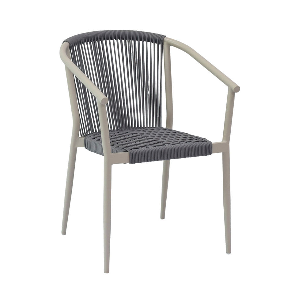 Cadeira Oliveta Areia com Corda Náutica Cinza