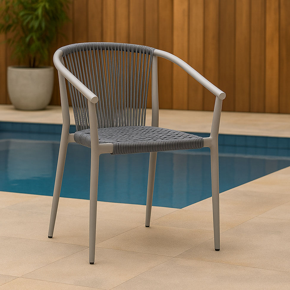 Cadeira Oliveta Areia com Corda Náutica Cinza - Imagem 5