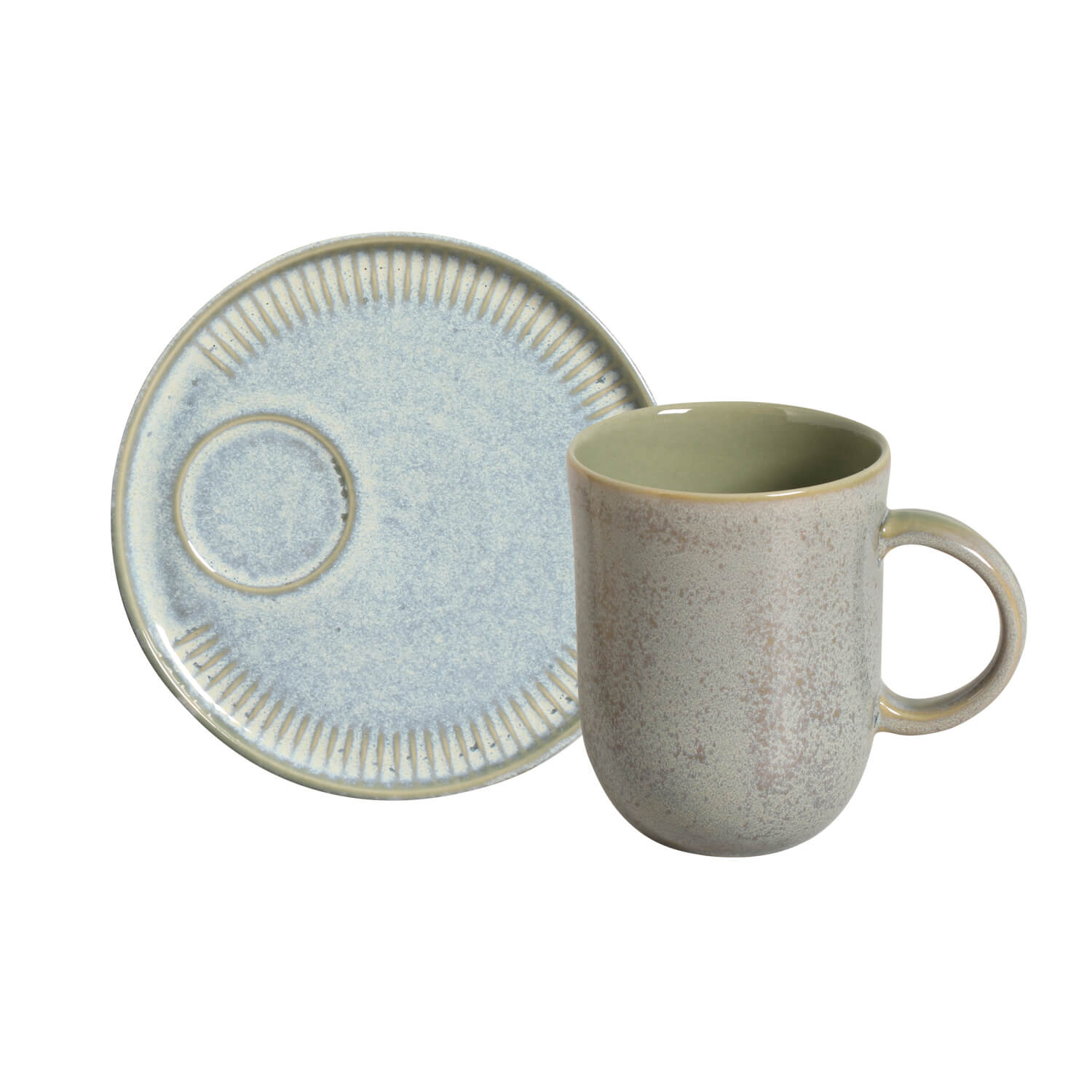 Kit Canecas Coup Stoneware com Pires Green Granite 330ML