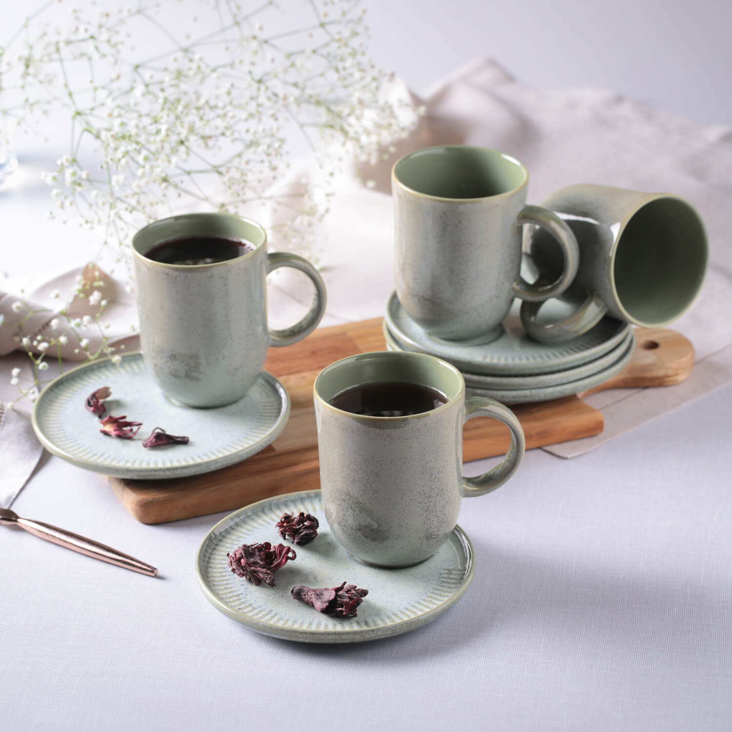 Kit Canecas Coup Stoneware com Pires Green Granite 330ML - Imagem 4