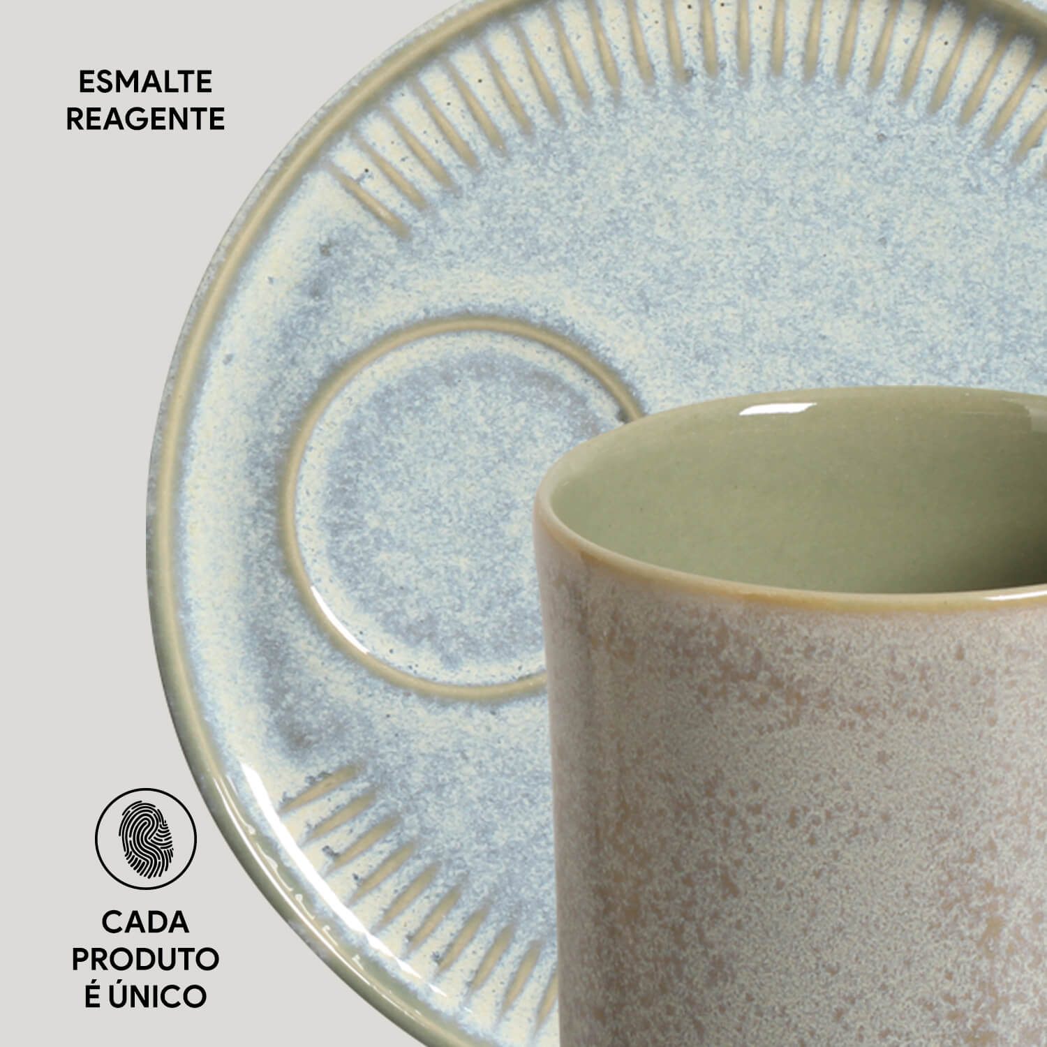 Kit Canecas Coup Stoneware com Pires Green Granite 330ML - Imagem 5