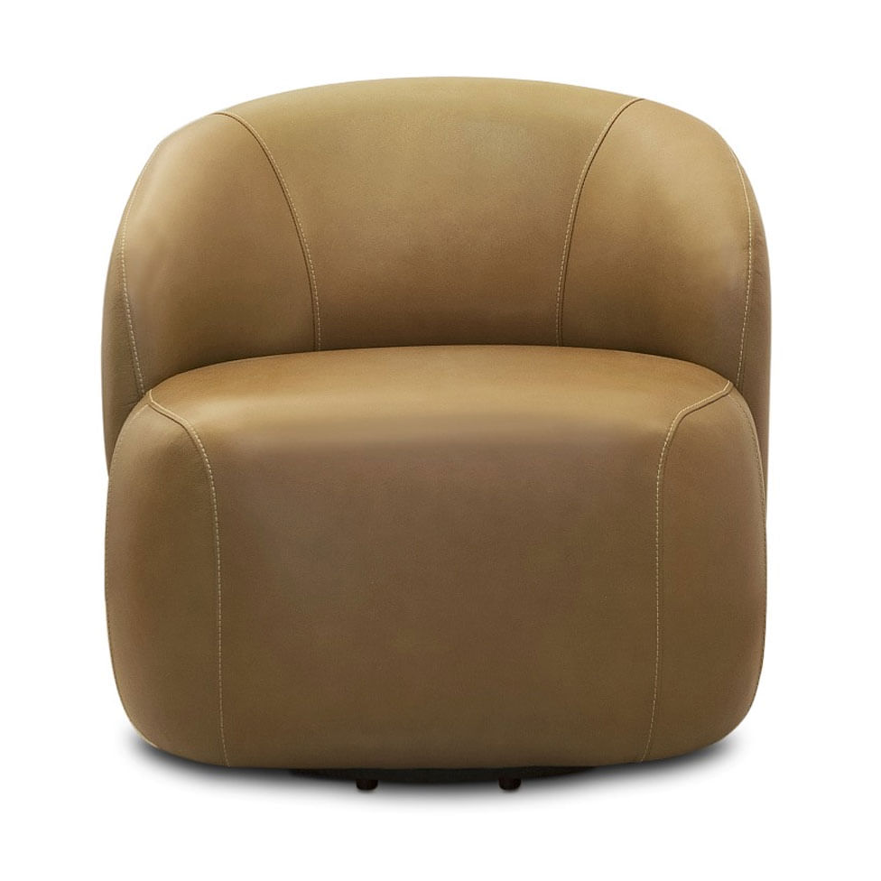 Poltrona Lecce com Base Giratória em Couro Mel - Imagem 2