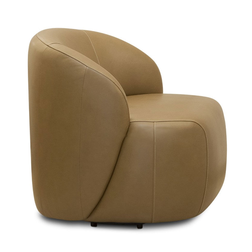 Poltrona Lecce com Base Giratória em Couro Mel - Imagem 3