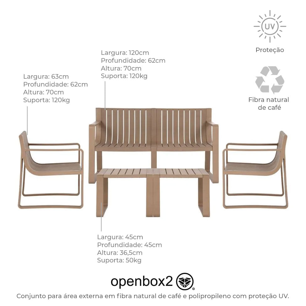 Conjunto Verte Eco para Área Externa Café com 5 Peças - Imagem 3