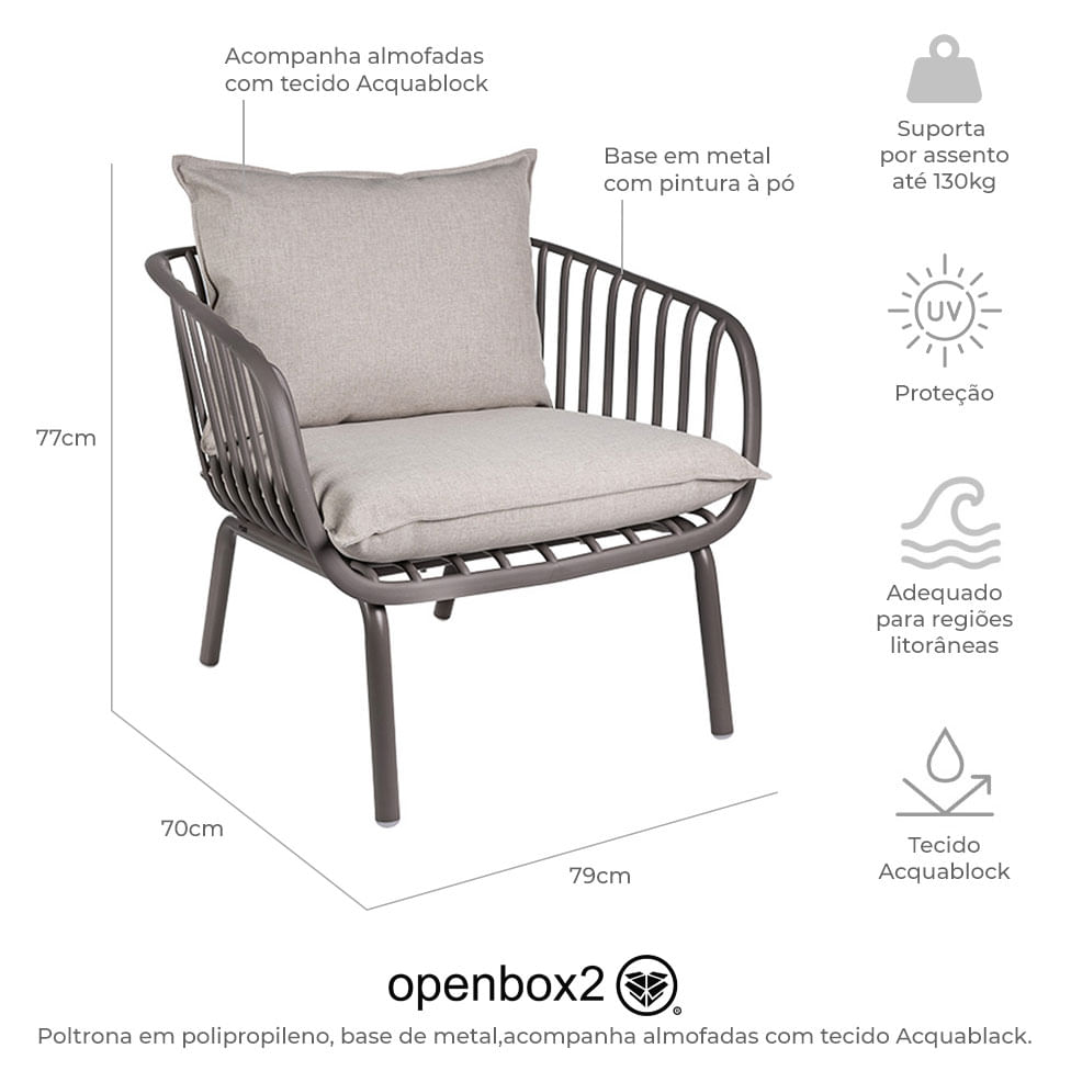 Poltrona Seiva para Área Externa Amêndoa e Fendi - Imagem 6