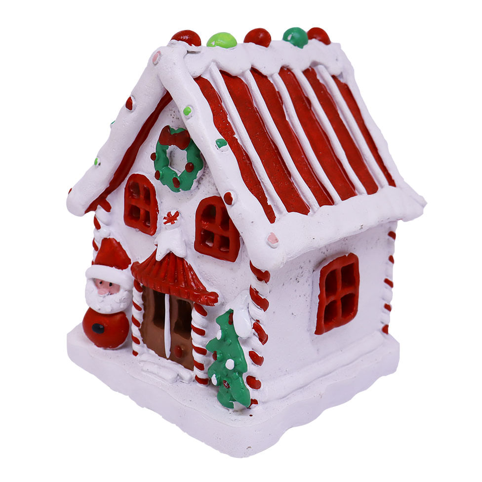 Casinha Decorativa em Resina Vermelha e Branca