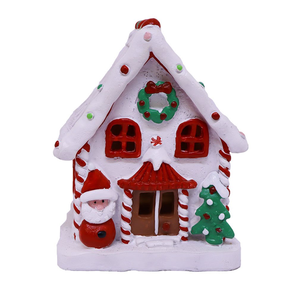 Casinha Decorativa em Resina Vermelha e Branca - Imagem 2