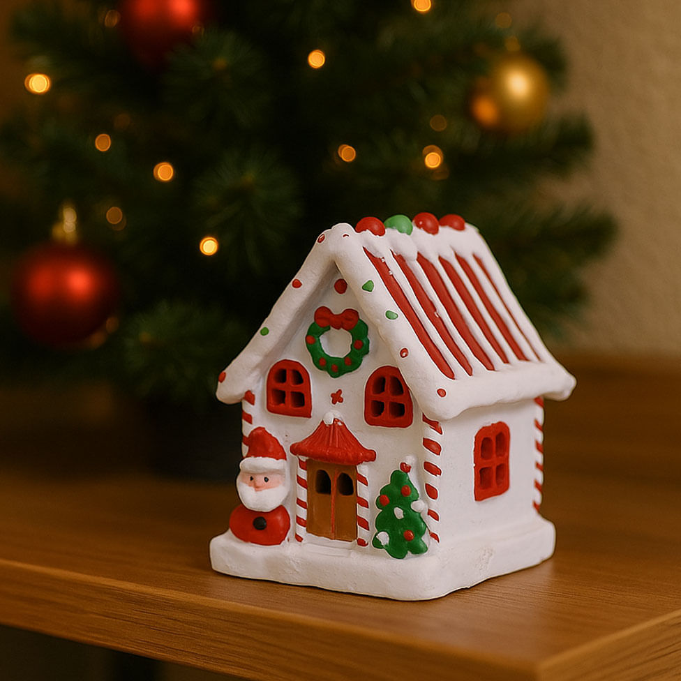 Casinha Decorativa em Resina Vermelha e Branca - Imagem 3