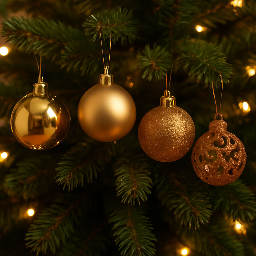 Bolas Decorativa Mista para Árvore de Natal Dourada - Imagem 3
