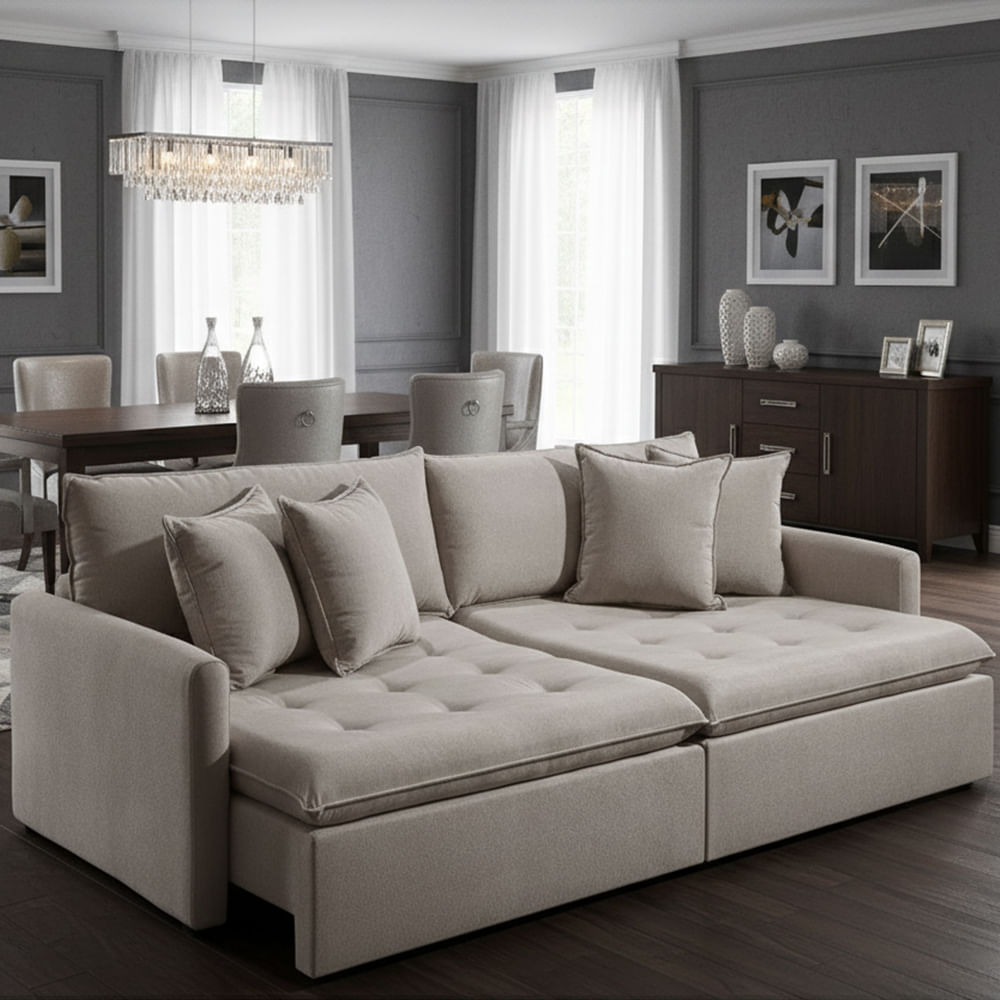 Sofá Texas Retrátil e Reclinável sem Caixa em Linho Cinza 2,04m - Imagem 3