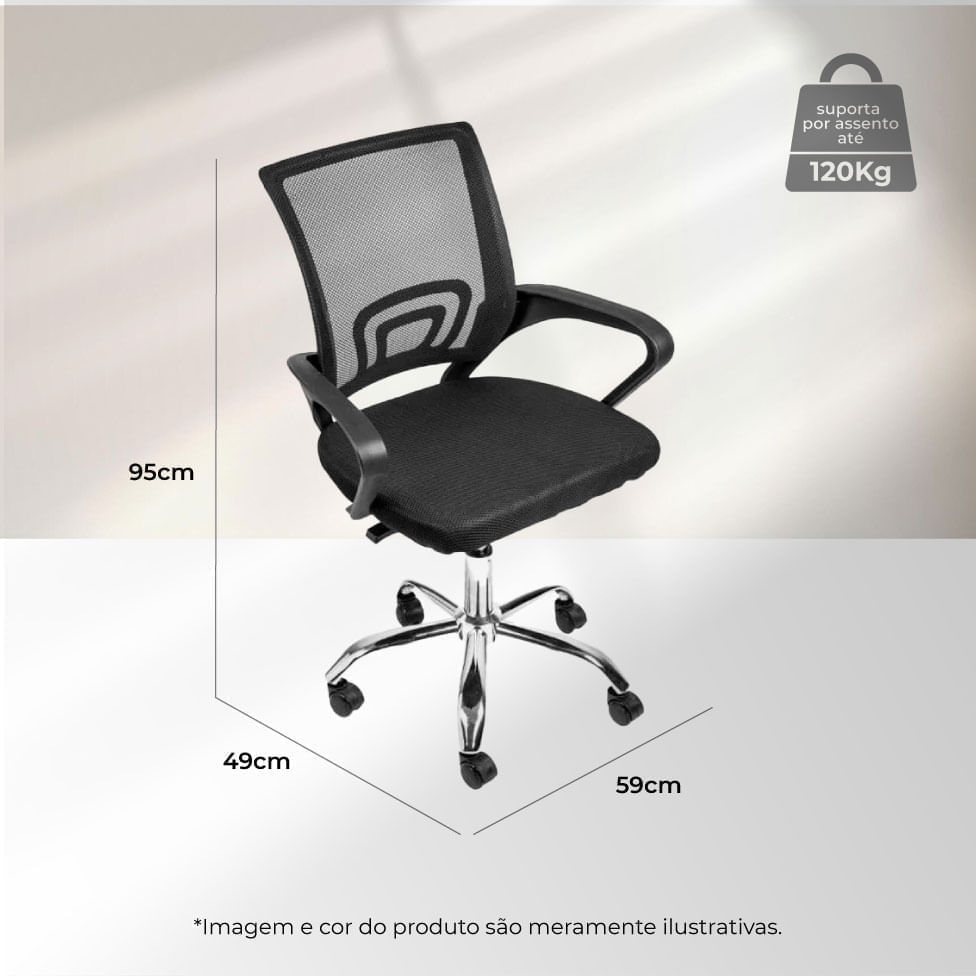 Cadeira Office Tokio Baixa com Rodizio Preta - Imagem 5