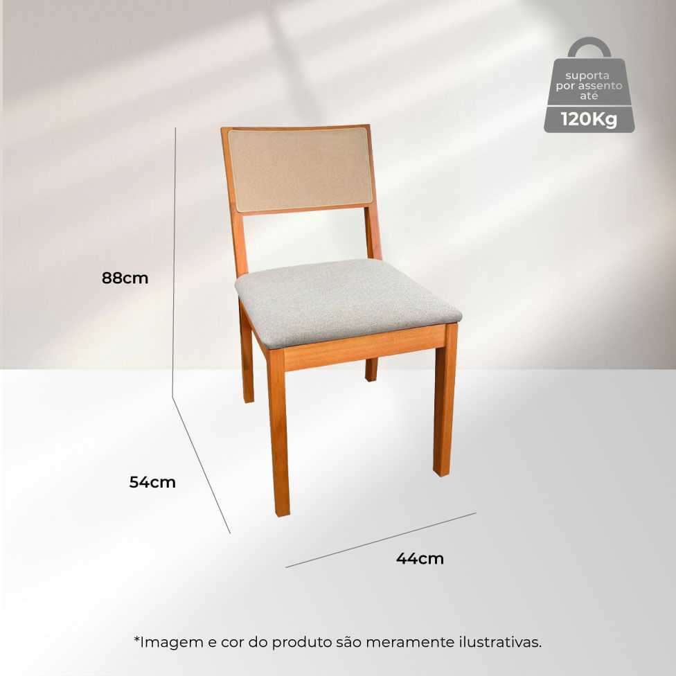 Kit com 2 Cadeiras Alice em Linho Bege com Base Amêndoa - Imagem 5