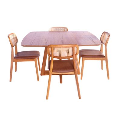 190683_Kit-Mesa-de-Jantar-Prosa-135x135-Tampo-Cin-Mel-Base-madeira-Mel-Com-4-Cadeira-Duna-em-Corino-Base-mel_01