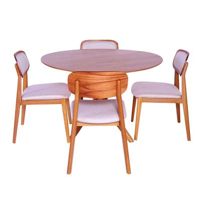 190664_Kit-Mesa-de-Jantar-Sellenium-Rd-120-Tampo-Cin-Mel-Base-madeira-Mel-Com-4-Cadeiras-Duna-Cru-Base-mel_01