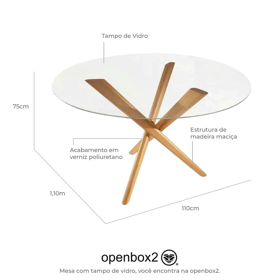Conjunto Mesa de Jantar Redonda Verso e 4 Cadeiras Sellenium em Linho Cru - Imagem 7