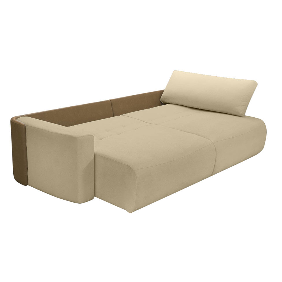 Sofá Retrátil e Reclinável Nature em Linho Cru e Café 2,30m - Imagem 3