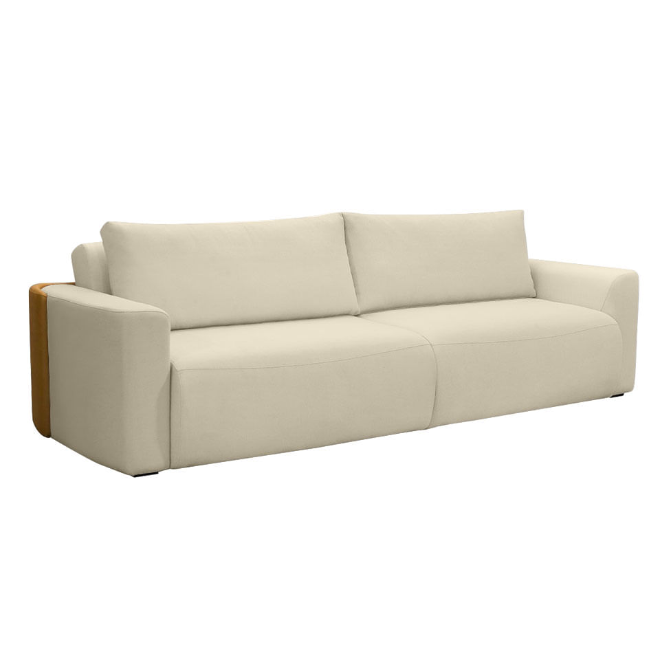 Sofá Retrátil e Reclinável Nature em Linho Off White e Bege 2,30m