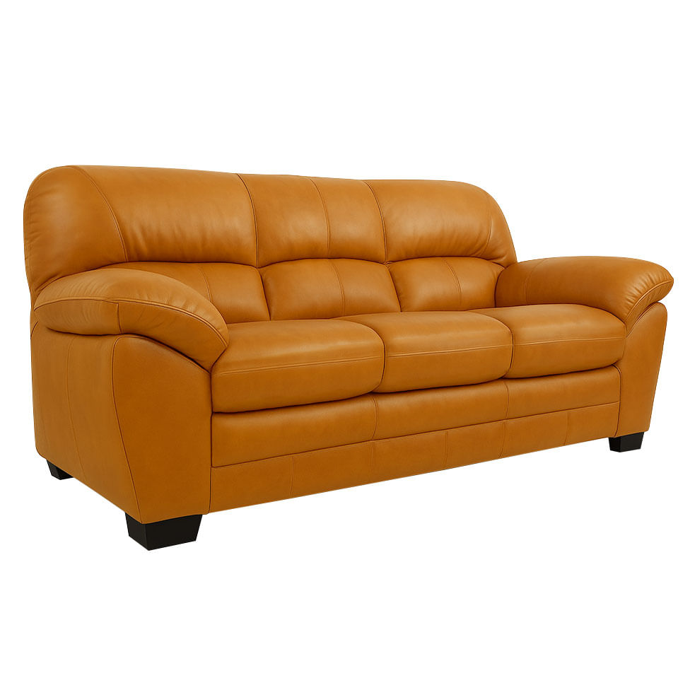 Sofá Fixo Messina em Couro Camel 2,15m