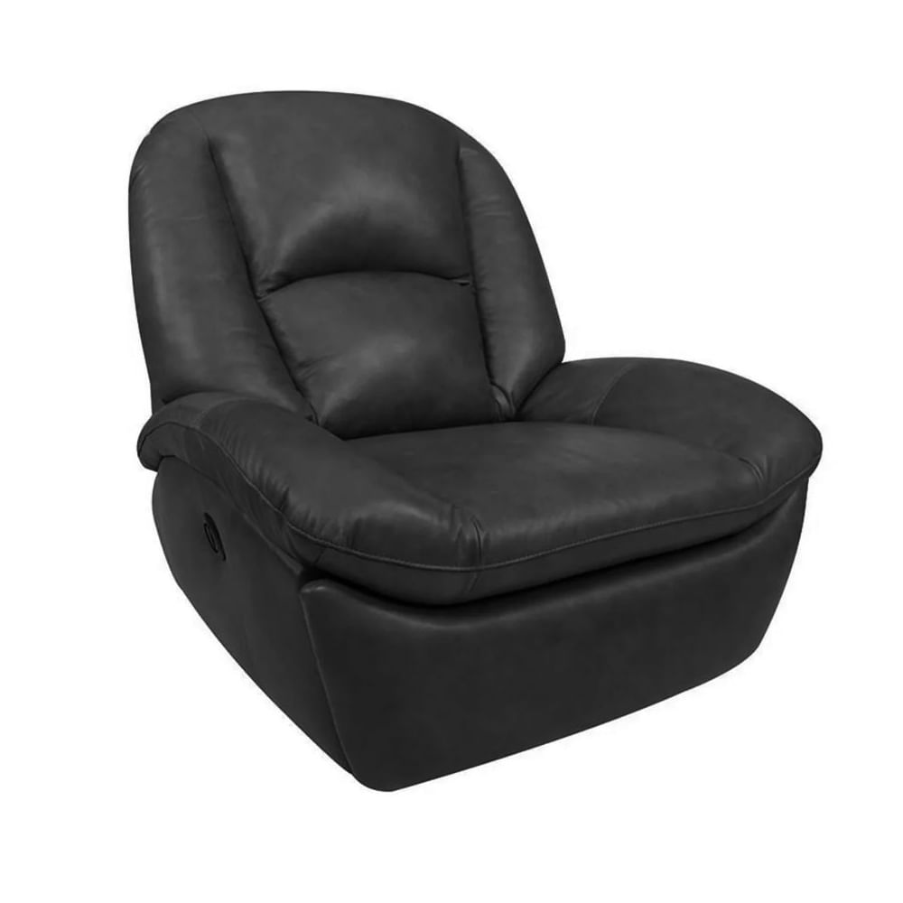 Poltrona Cozy em Couro Preta com Glider Elétrica