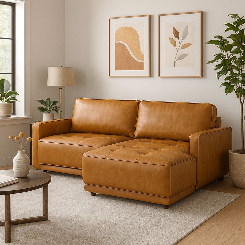 Sofá Duno Soft Brown em Couro 2,20m - Imagem 2