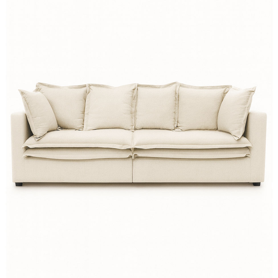 Sofá Living Glamour em Linho Off White 2,50m