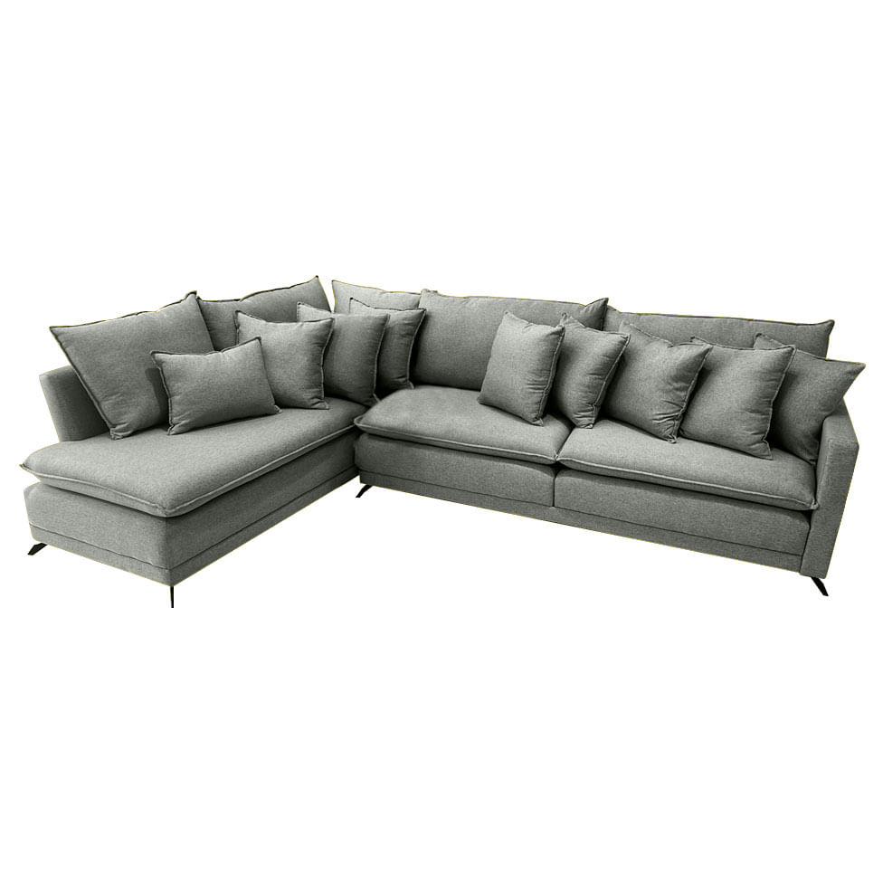 Sofá Fixo New Age com Chaise Esquerdo em Linho Cinza 3,00m