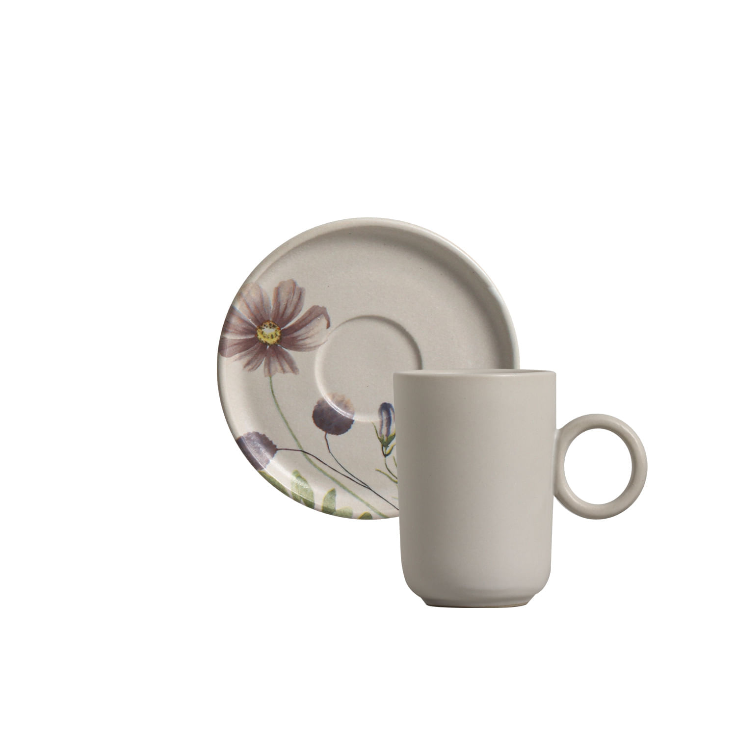 Conjunto com 12 Xícaras de Café com Pires Basic Bloom 90ml