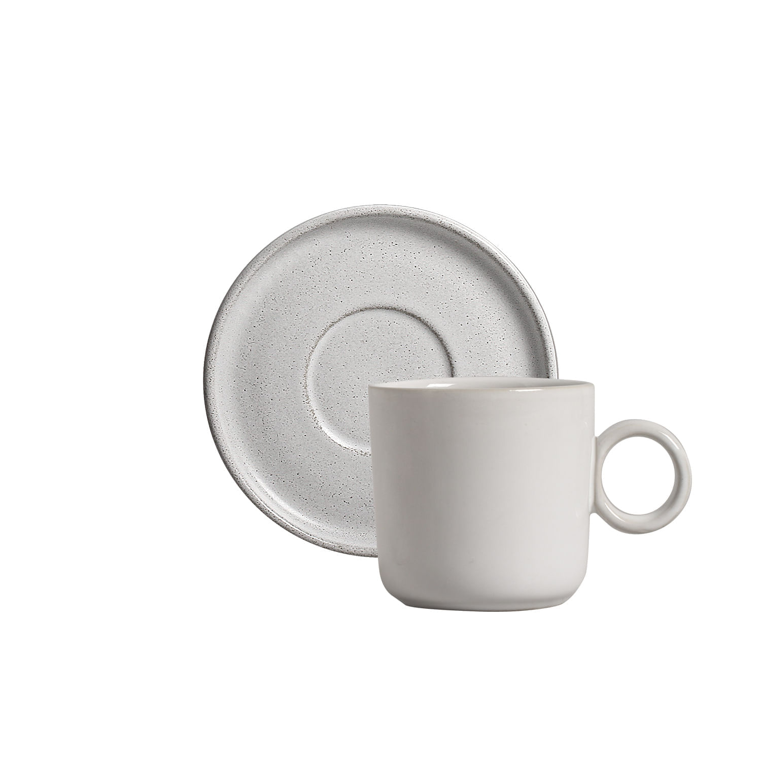 Conjunto com 12 Xícaras de Chá com Pires Basic Snow 150ml