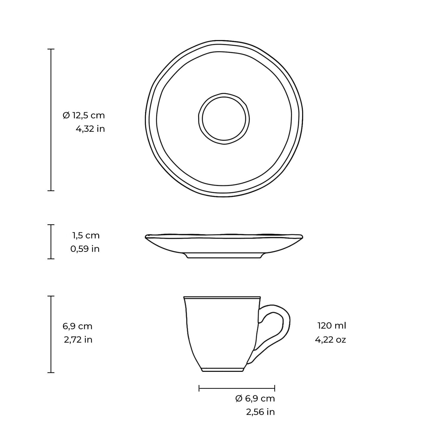 Conjunto com 12 Xícaras de Café com Pires Daily Calm 70ml - Imagem 7