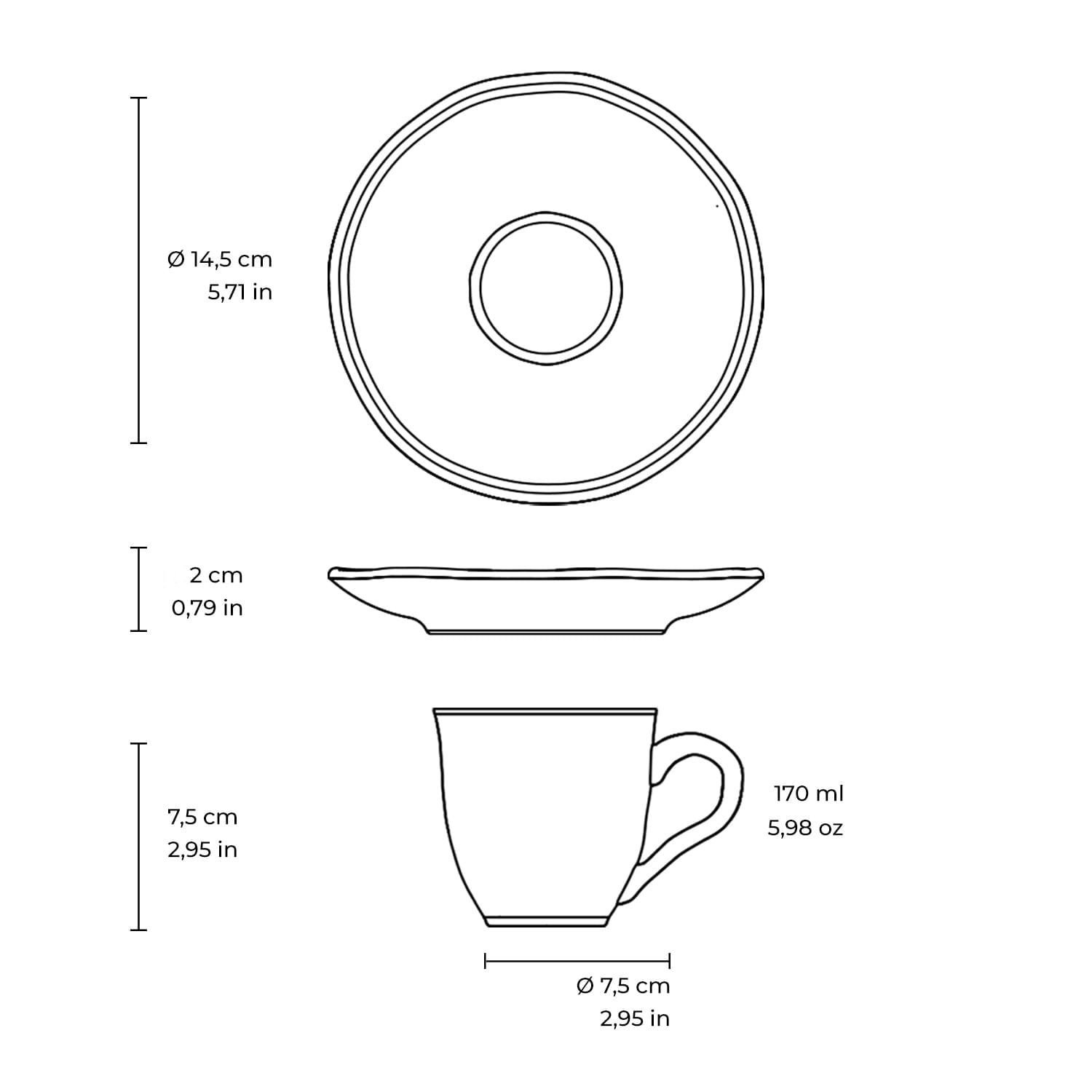 Conjunto com 12 Xícaras de Chá com Pires Daily Intense 170ml - Imagem 7