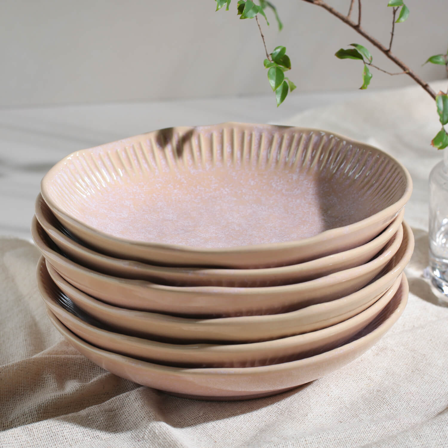Conjunto com 6 Pratos Fundo Linhas Litchi Ø22,5cm 830ml - Imagem 2